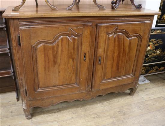 A mid 18th century French walnut buffet W.150cm